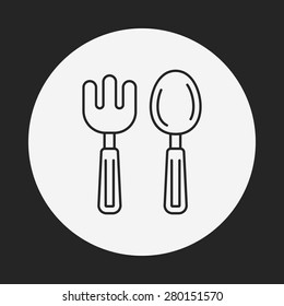 baby spoon and fork line icon