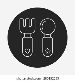 baby spoon and fork line icon