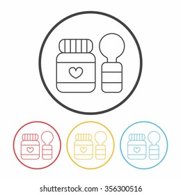 baby spoon and fork line icon