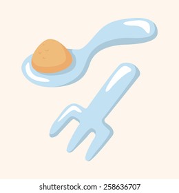 baby spoon and fork theme elements