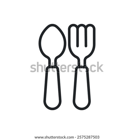 Baby spoon thin line icons. Perfect pixel on transparent background