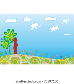 baby and spring clouds