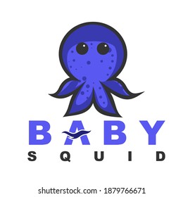 Baby Squid Logo Design Vector