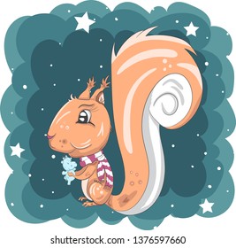 baby squirrel cute vector