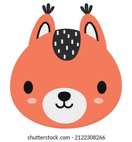 Baby squirrel face. Cute isolated childish illustration on a white background. Vector