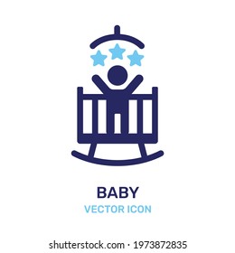 Baby standing in Crib vector icon