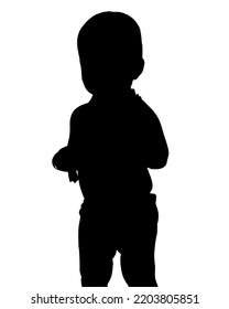 Baby Standing Flat Style Silhouette Design. Eps10. Isolated On White. 