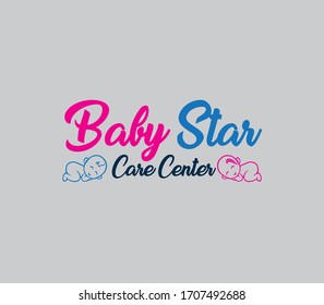 Baby Star Care Center vector logo, Baby Star preschool logo design 