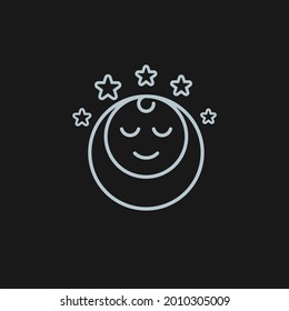 Baby, Star, and Crescent icon. Sleepy Baby Logo design. Vector Illustration.