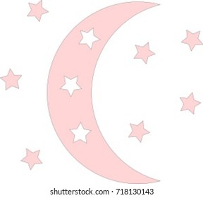Baby star and moon vector - Girl