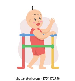 baby start walking clipart vector illustration