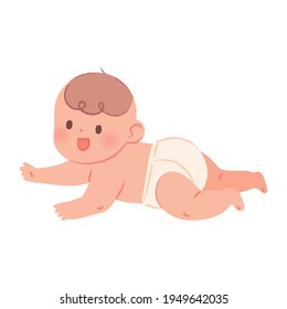 The baby started crawling. Baby vector illustration isolated on white background.