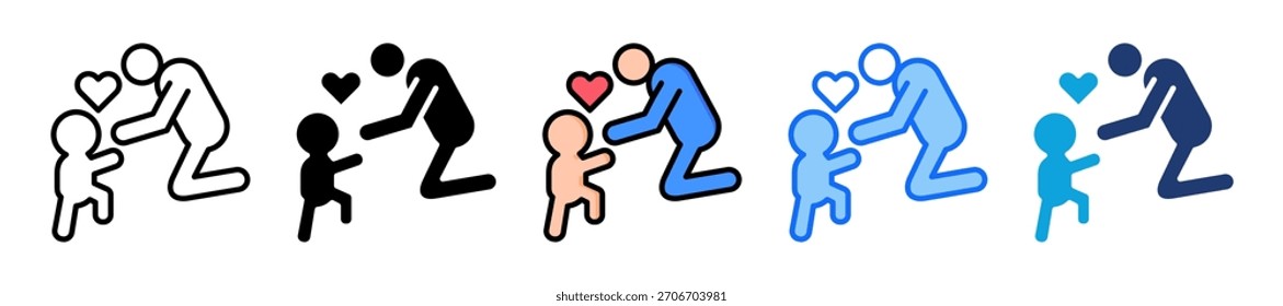 Ícone Baby Steps Define Ilustração de Vetor de Coleção de Vários Estilos