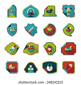 baby sticker banner design flat background set, eps10