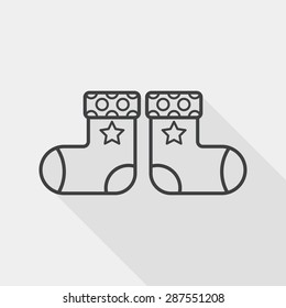 baby stocking flat icon with long shadow, line icon