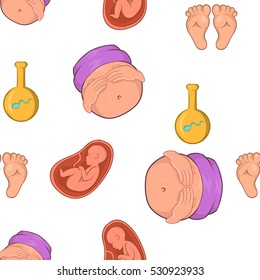 Baby in stomach pattern. Cartoon illustration of baby in stomach vector pattern for web
