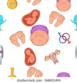 Baby in stomach pattern. Cartoon illustration of baby in stomach vector pattern for web