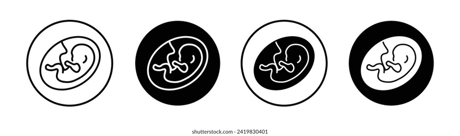 Baby in stomach vector line icon illustration.