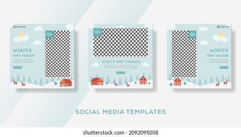 Baby Store Banner Template For Winter Sale. Premium Vector