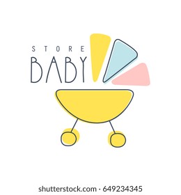 Baby store logo colorful hand drawn vector Illustration