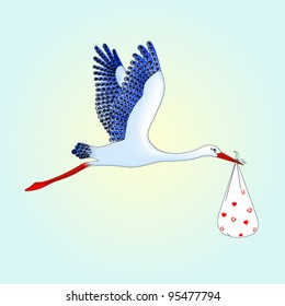 Baby and stork.