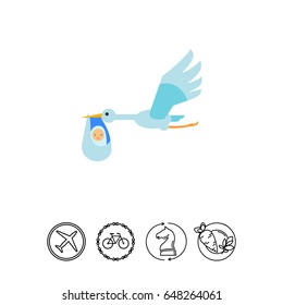 Baby and stork icon