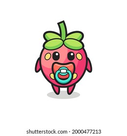 baby strawberry cartoon character with pacifier , cute style design for t shirt, sticker, logo element