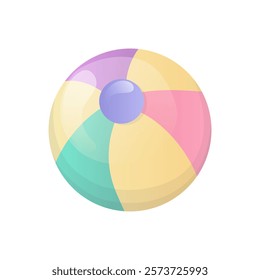 Baby striped ball in flat design. Inflatable toy for kid games or sport. Vector illustration isolated.