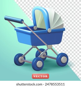 Baby Stroller, 3d vector. Suitable for element design