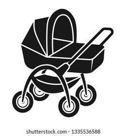Baby stroller with basket icon. Simple illustration of baby stroller with basket vector icon for web design isolated on white background