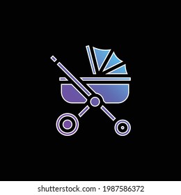 Icono de vector de gradiente azul de Baby Stroller