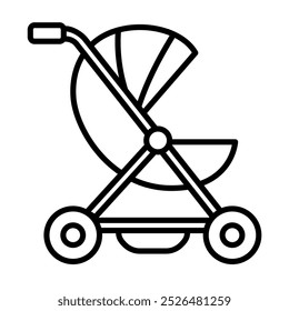 Baby stroller. Baby care outline icon.