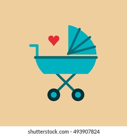 baby stroller with cartoon heart image 