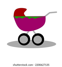 Baby Stroller Cartoon Photo Vector Illustration