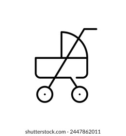 Baby stroller. Convenient transport for infants and toddlers on outings. Parenting and child care. Vector icon