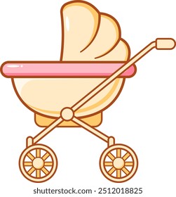 Baby Stroller Elements Baby Shower Illustration