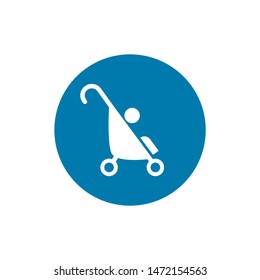 Baby stroller flat icon isolated on white, vector