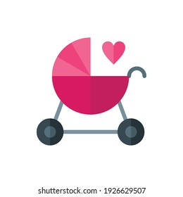 Baby Stroller Flat Icon Logo Illustration Vector Isolated. Happy Mother's Day Icon-Set. Suitable for Web Design, Logo, App, and Upscale Your Business.