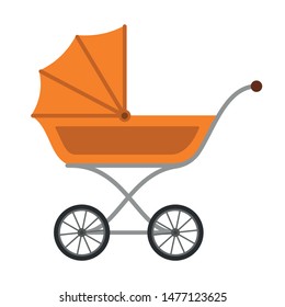 Baby stroller in flat style. Vector illustration