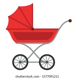 Baby stroller in flat style. Vector illustration