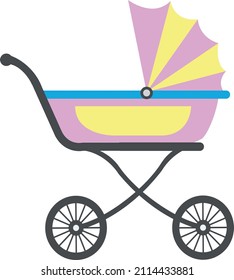 Baby stroller in flat style. Vector