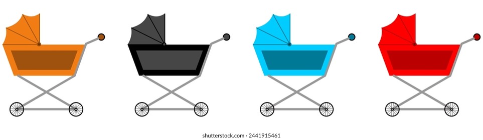 Cochecito de bebé en estilo plano. Vector.