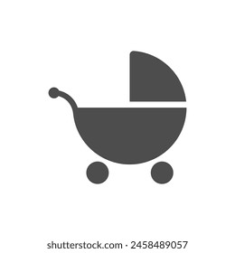 Baby stroller glyph vector icon isolated on white background. Baby stroller glyph vector icon for web, mobile and ui design