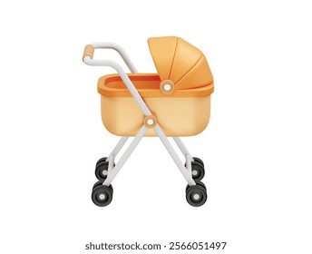 baby stroller icon 3d rendering illustration