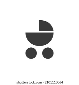 Baby Stroller Icon Black and White Vector Graphic