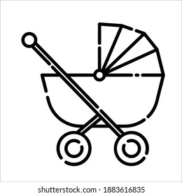 Baby stroller, Icon design, Vector, Clip art, Illustration, Line icon design.