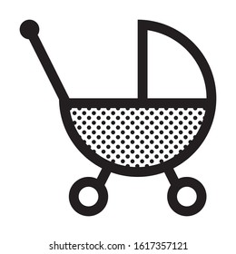 Baby Stroller. Icon Filled with Dots.