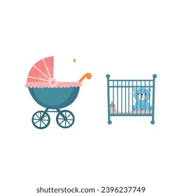 Baby stroller icon. Flat illustration of baby stroller icon for web design