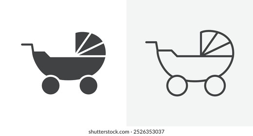 Baby stroller icon flat and simple set design