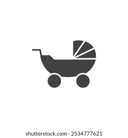 Baby stroller icon flat and simple set design